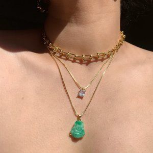 JADE BUDDHA GOLD NECKLACE BOX CHAIN NECKLACE​​​​​​​​​​​​​​​​​​​​​​​​​